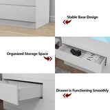Loomie Drawers Dresser, White Drawer Dresser with Power Outlet, Accent Chests of Drawers with LED Light, Modern Storage Dresser for Bedroom, Living Room (White) Loomie