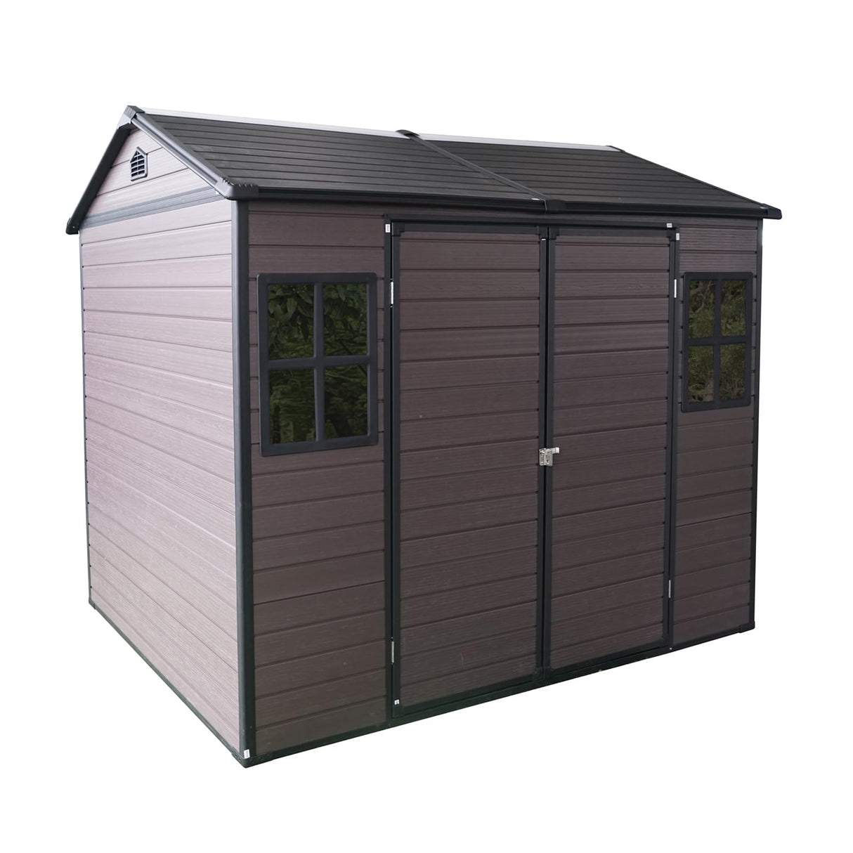 KEIKI 8x6 FT Outdoor Storage Shed Waterproof Resin Cabinet,Sloped Roof Polypropylene Frame with Two-Window and Double Lockable Door for Patio Furniture Tools KEIKI
