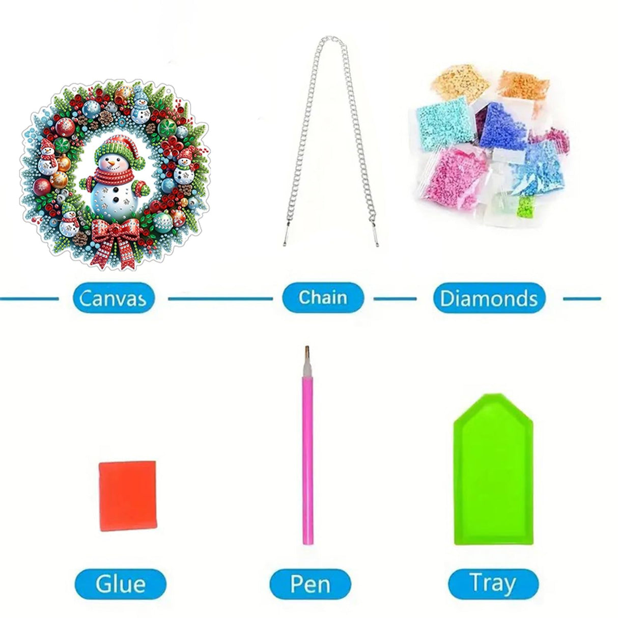EIBEILI Christmas Wreath Hanging Diamond Art Painting Kits for Adults Beginners, 5D Special Shape Diamond Art Kits Snowman, Crystal Gem Painting Arts and Crafts for Double-Sided EIBEILI