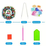 EIBEILI Christmas Wreath Hanging Diamond Art Painting Kits for Adults Beginners, 5D Special Shape Diamond Art Kits Snowman, Crystal Gem Painting Arts and Crafts for Double-Sided EIBEILI
