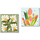 cupmod 2 Pack Framed Paint by Number for Kids,Easy Flower Painting Paint by Numbers Kits on Canvas,DIY Acrylic Oil Painting for Home Wall Decor(8x8inch) cupmod