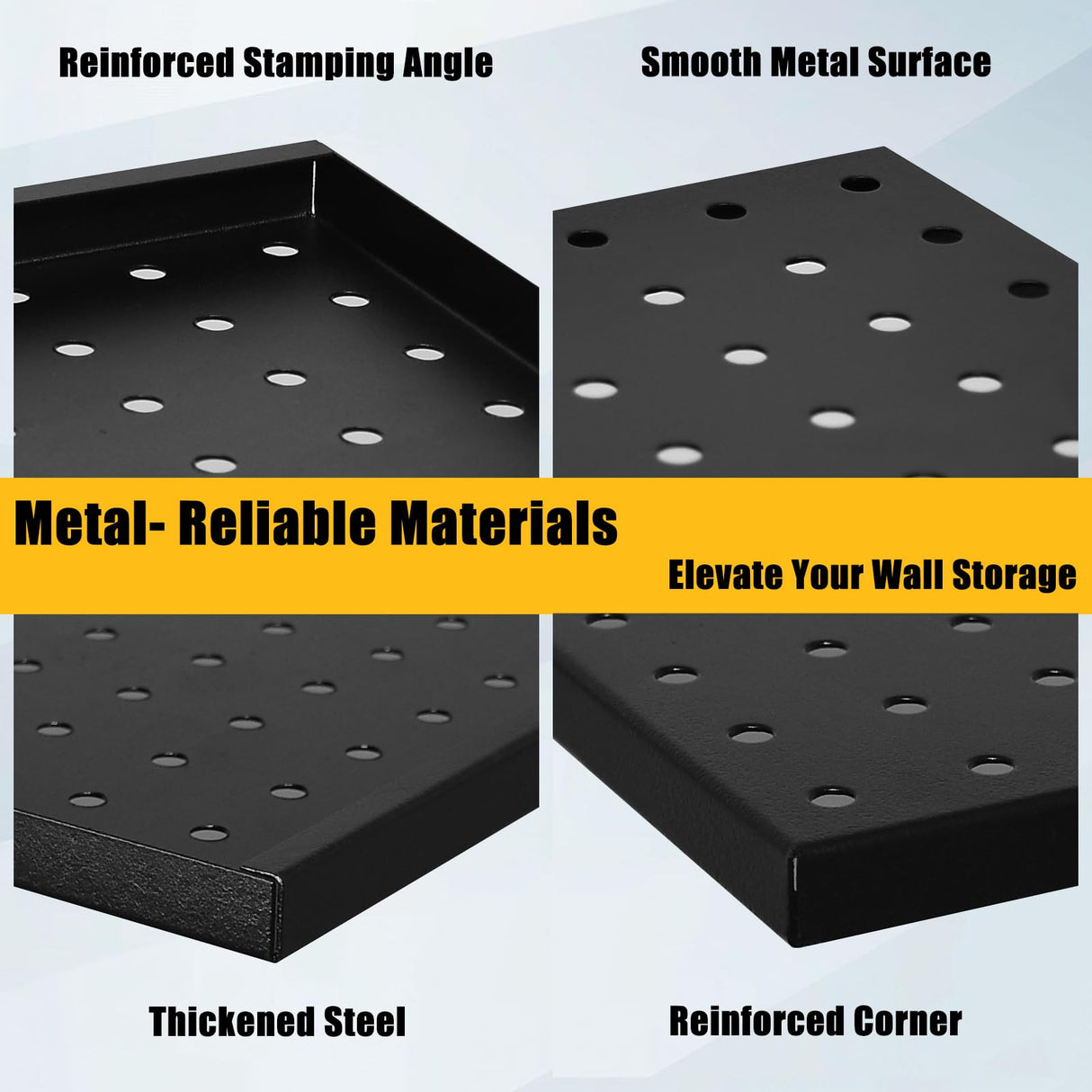 PBHEPJ 6 Pcs Metal Pegboard Panels, Heavy Duty Peg Boards for Garage and Garden Tool Storage, Includes Drywall Anchors and Screws Kits, Black (6 pcs 16in x 12in) PBHEPJ