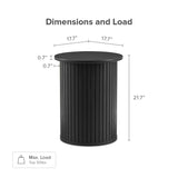 mopio Quin Pedestal Side Table, Tambour Round Fluted End Table, Small Accent Table for Living Room, Mid Century Modern Night Stand, Circle Bedside Table, Wood Nightstands for Bedroom (Black) mopio