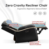 Power Recliner Sofa Set of 2 Piece with Bass Speakers for Living Room,Faux Leather Electric Zero Gravity 3 Seater Reclining Couch with Wireless Charger and Loveseat Theater Chair with LED Lights,Black Comfort Stretch