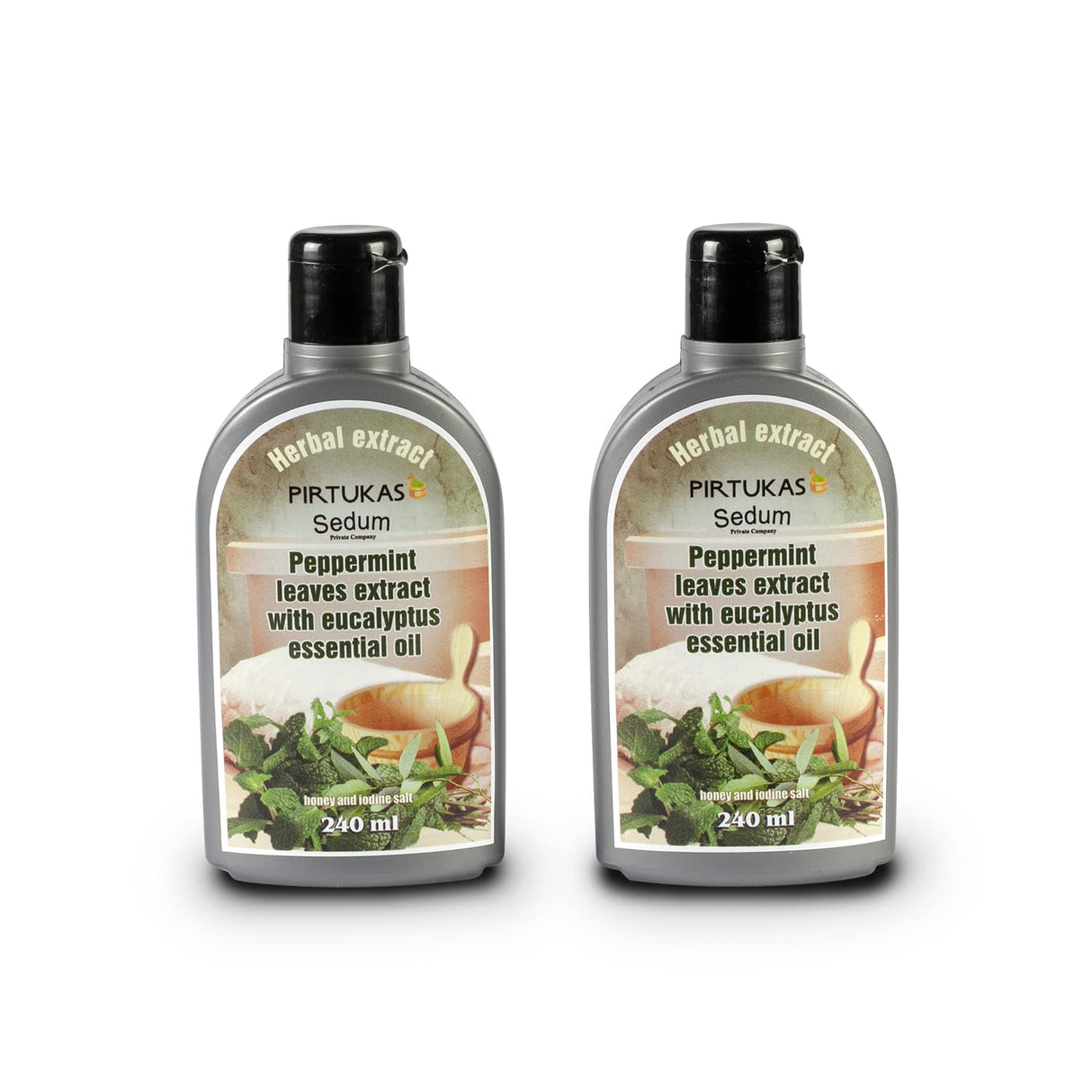 Sedum Natural Herbal Extract for Sauna, Massage, Broom Soaking - Sauna Infusion with Peppermint Leaves Extract with Eucalyptus Essential Oil, Honey and Iodine Salt - 240ml Sedum