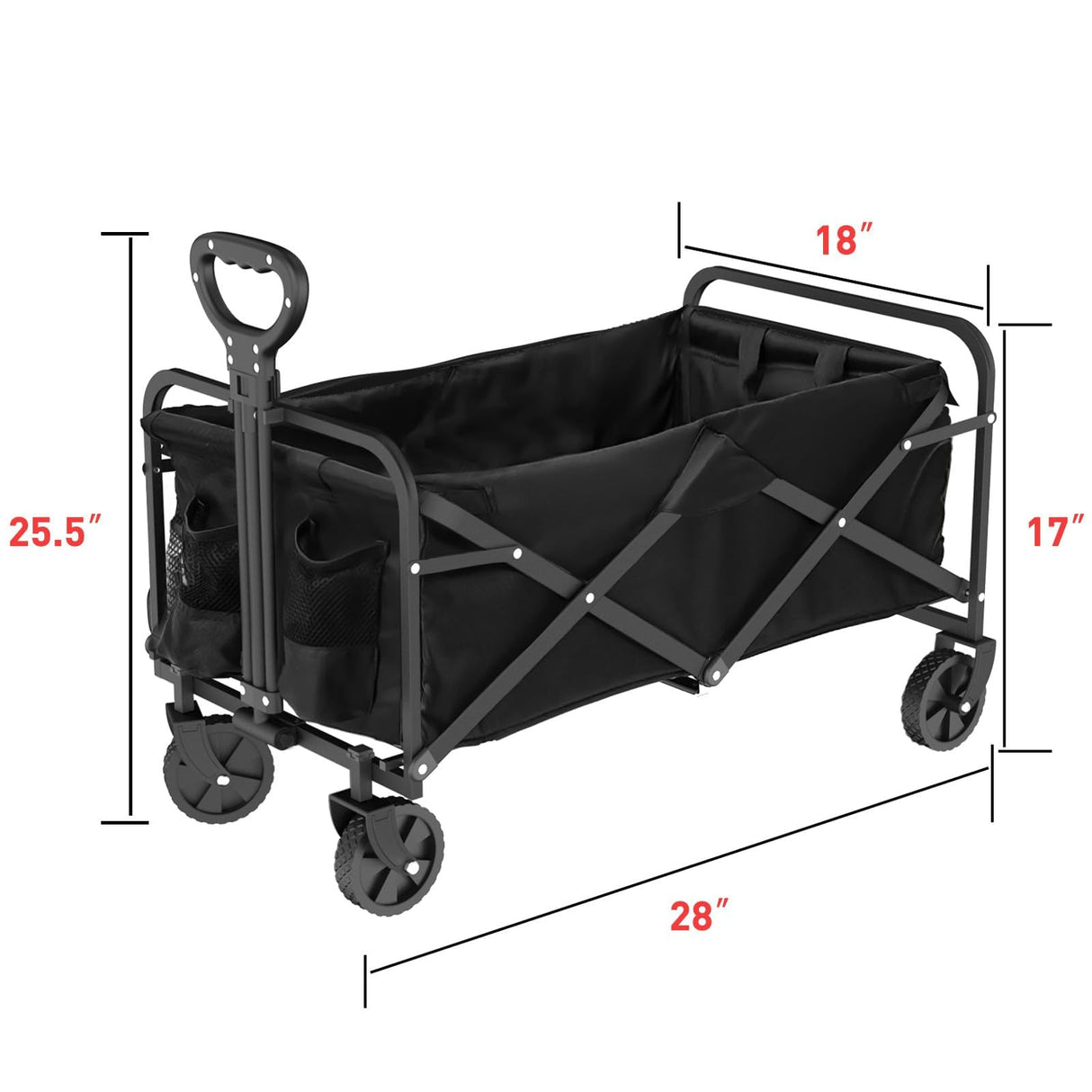 SUZHI Small Foldable Wagon & shopping carts with wheels for Groceries, Black Wagon Carts Foldable, Apartment wagon, Garden Wagon, Grocery Wagon, Collapsible Wagon Lightweight Black (8 colors optional) SuZhi