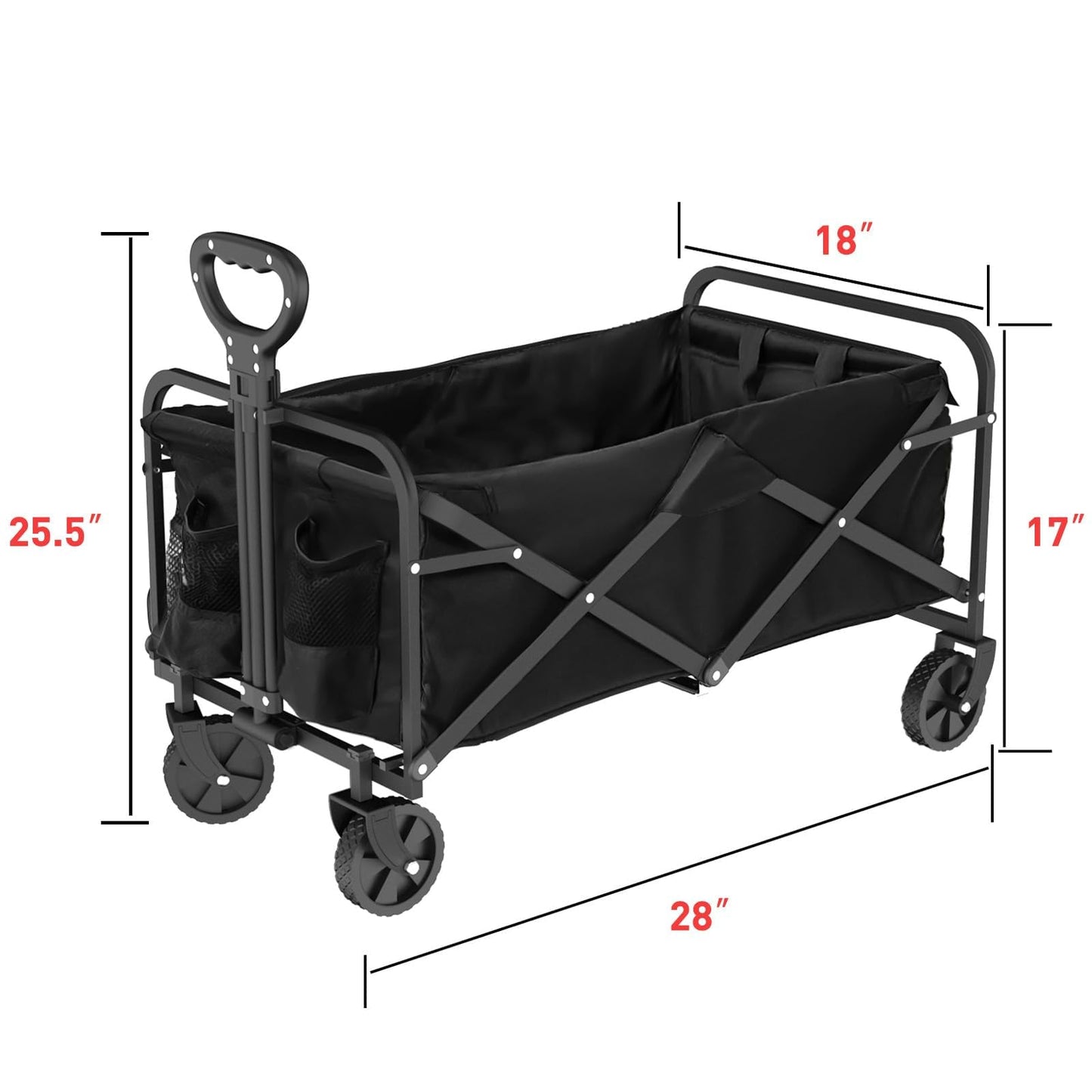 SUZHI Small Foldable Wagon & shopping carts with wheels for Groceries, Black Wagon Carts Foldable, Apartment wagon, Garden Wagon, Grocery Wagon, Collapsible Wagon Lightweight Black (8 colors  - WoodArtSupply