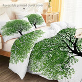 Single 61" x 79" Bedding Duvet Cover Set - Green Natural Minimalist Tree Printed 3 Piece Brushed Microfiber Comforter Quilt Cover with Zipper Closure for Men and Women Generic
