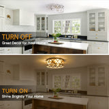 Bargeni Flush Mount Ceiling Light,13-inch Ceiling Light Fixture,3-Light Kitchen Light Fixtures,Rustic Antique White Finish,Farmhouse Light Fixtures for Bedroom,Living Room,Kitchen,Hallway and Foyer Bargeni