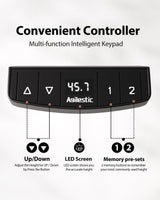 Electric Height Adjustable Standing Desk with Power Outlet and LED Light Strip, Sit to Stand, Ergonomic 48x24" Rising Desk with Memory Presets, Home Office Workstation, Computer Gaming Table, Brown Agilestic