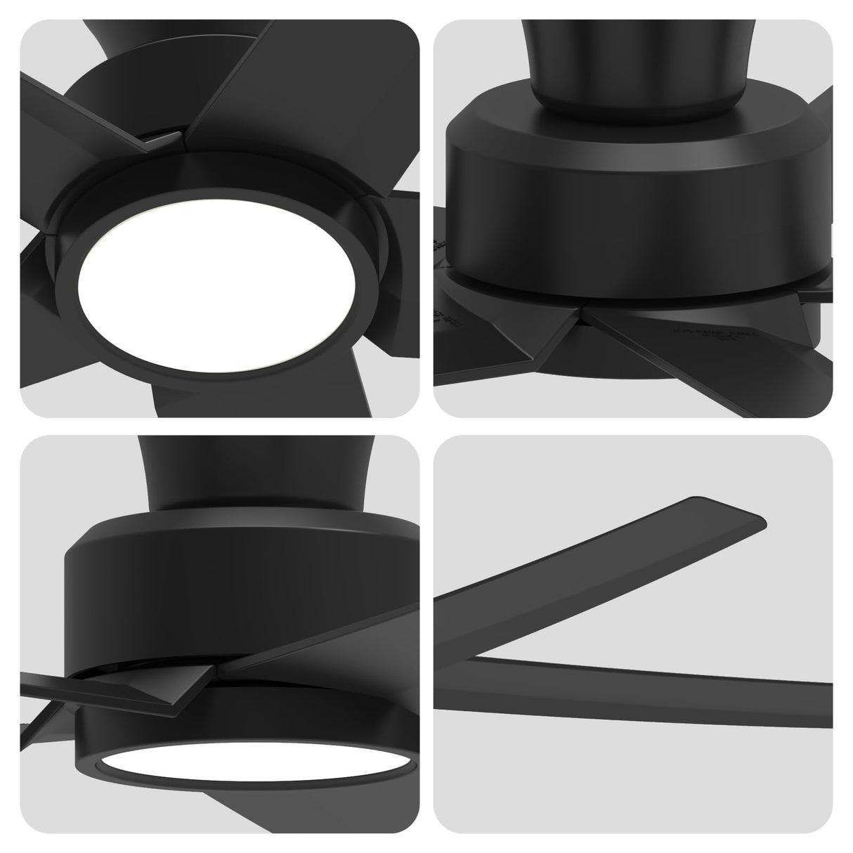 ocioc 52 inch Ceiling Fans with Lights, Large Air Volume Ceiling Fans with Reversible Quiet DC Motor and Remote（Black） ocioc