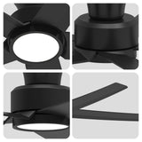 ocioc 52 inch Ceiling Fans with Lights, Large Air Volume Ceiling Fans with Reversible Quiet DC Motor and Remote（Black） ocioc