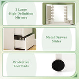 CHARMAID Corner Vanity Desk with Mirror and Lights, White Makeup Vanity Table with 5 Drawers, Storage Shelves, Charging Station, 3 Lighting Modes, Compact Vanity Dressing Table for Small Space CHARMAID