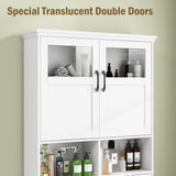 Vabches Over The Toilet Storage Cabinet, Storage Cabinet Over Toilet with Double Doors & Toilet Paper Holder Stand, Freestanding Toilet Shelf Space Saver with Anti-Tip Design & Adjustable Shelf, White Vabches