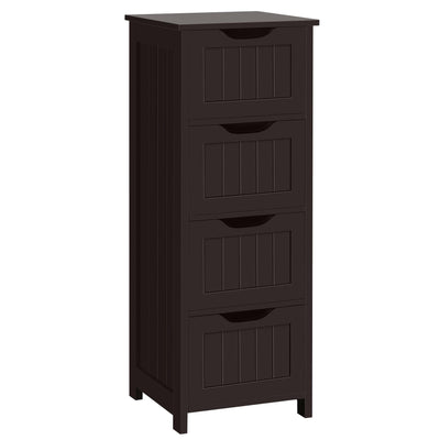 Stylish Espresso Wooden Bathroom Floor Cabinet with 4 Spacious Drawers