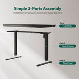 FEZIBO 48 × 24 Electric Standing Desk with Drawers, Whole-Piece Glass Adjustable Height Desk, One-Piece Quick Install Adjustable Sit Stand Desk, Black FEZIBO