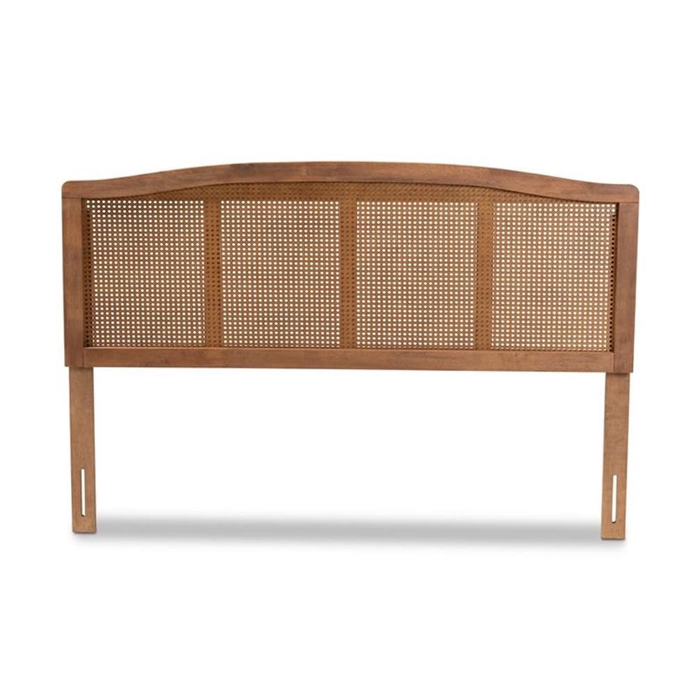 BOWERY HILL Modern Wood Queen Size Headboard with Woven Detailing in Brown BOWERY HILL