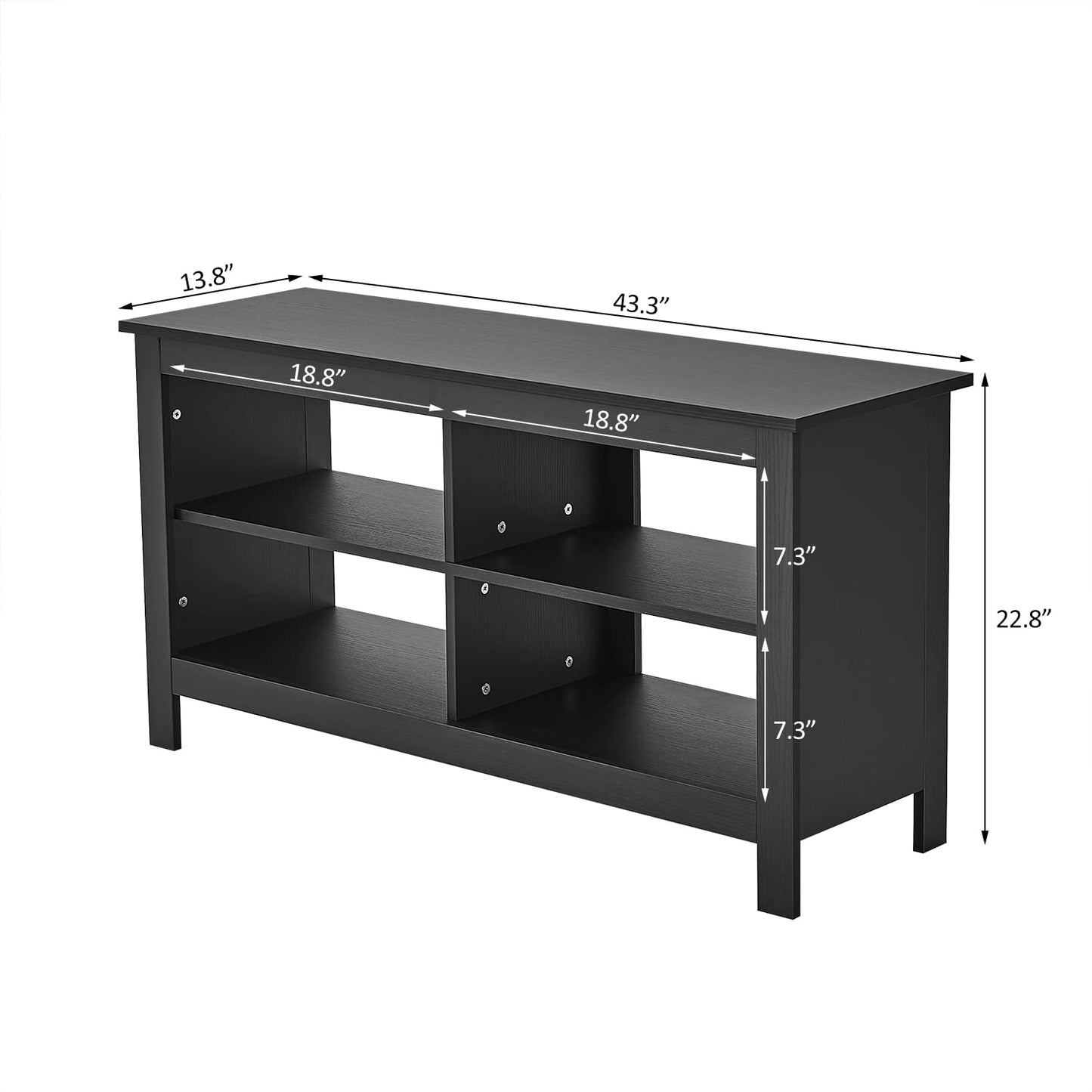 Panana Black TV Stand for 50 inch TV, Storage Shelves, Entertainment Center, Media Console, Living Room, Bedroom - WoodArtSupply