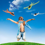 BooTaa 4 Pack Airplane/Flying Toys, 17.5" Large Throwing Foam Plane/Gliders, 2 Flight Mode, Birthday Gifts for Girls Kids 3 4 5 6 7 8 9 10 11 12 Year Old Boys,Outdoor Sport Game Toys BooTaa