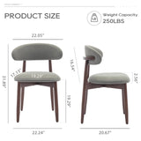 COLAMY Wooden Dining Chairs Set of 2, Modern Fabric Upholstered Kitchen Side Chairs, Farmhouse Dining Room Chair with Foot Pegs, Beige COLAMY