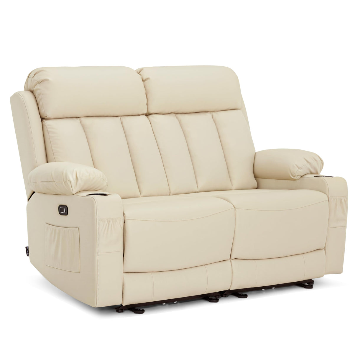 MCombo 61" Zero Gravity Power Loveseat Recliner with Heat and Vibration Massage, Reclining Loveseat Sofa with USB Ports, Cup Holders for Living Room, Faux Leather 6075 (Cream White) MCombo