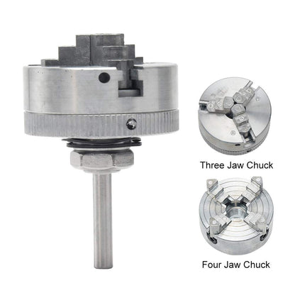 Z011 Mini Lathe Chuck Set - Self Centering Zinc Alloy 3/4 & 4 Jaw Chucks with Connecting Rods, Compatible with Electric Drill (Type B)