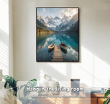 ACANDYL Mountains Landscape DIY Paint by Numbers Kit for Adults Paint by Numbers Beginner Canvas Painting by Number Boat Lake DIY Acrylic Oil Painting on Canvas Arts Craft Decoration 16x20 Inch ACANDYL