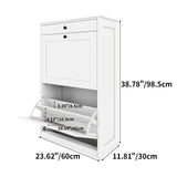 VOWNER Shoe Cabinet with 2 Flip Drawers, Narrow Shoe Storage Cabinet with Drawer, Shoe Cabinet Organizer for Entryway, Hallway, White VOWNER