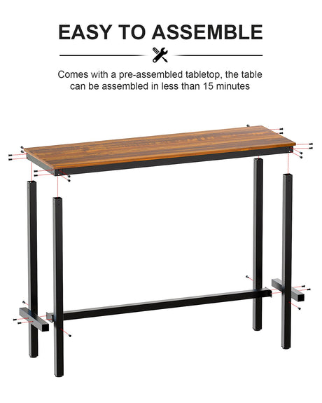Teraves Teak Bar Table – Stylish Rectangular High Top Table with Sturdy Metal Frame for Versatile Use Teraves