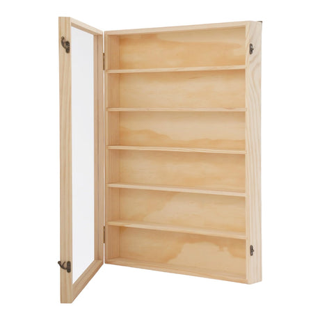 HOLMZCED Wall Wood Display Cabinet with Acrylic Door, 6 Tiers Wall Mounted Collection Display Case Hanging Display Cases for Minifigures Small Stones Models HOLMZCED