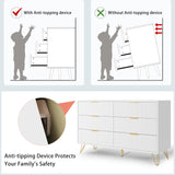 LYNSOM Dresser for Bedroom, Modern 6 Drawer White Dresser with Metal Handles and Wide Drawer, Wood Chest of Drawers for Living Room LYNSOM