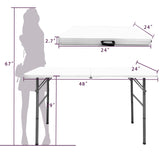 Camp Solutions 4 FT Folding Table, Plastic Portable Tables for Dining Parties Card Picnic Camping, Granite White Camp Solutions