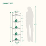 Hzuaneri Corner Shelf Stand, Glass Bookshelf Bookcase, Bathroom Organizer, Plant Stand, Steel Frame, Tempered Glass, Modern Style for Living Room, Bathroom, Kitchen, 5-Tier Golden CS90200G Hzuaneri