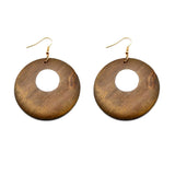 4 Pairs Ethnic Big Geometric Round Circle Teardrop Wood Dangle Earrings Wooden Drop Sets for Women COLORFUL BLING