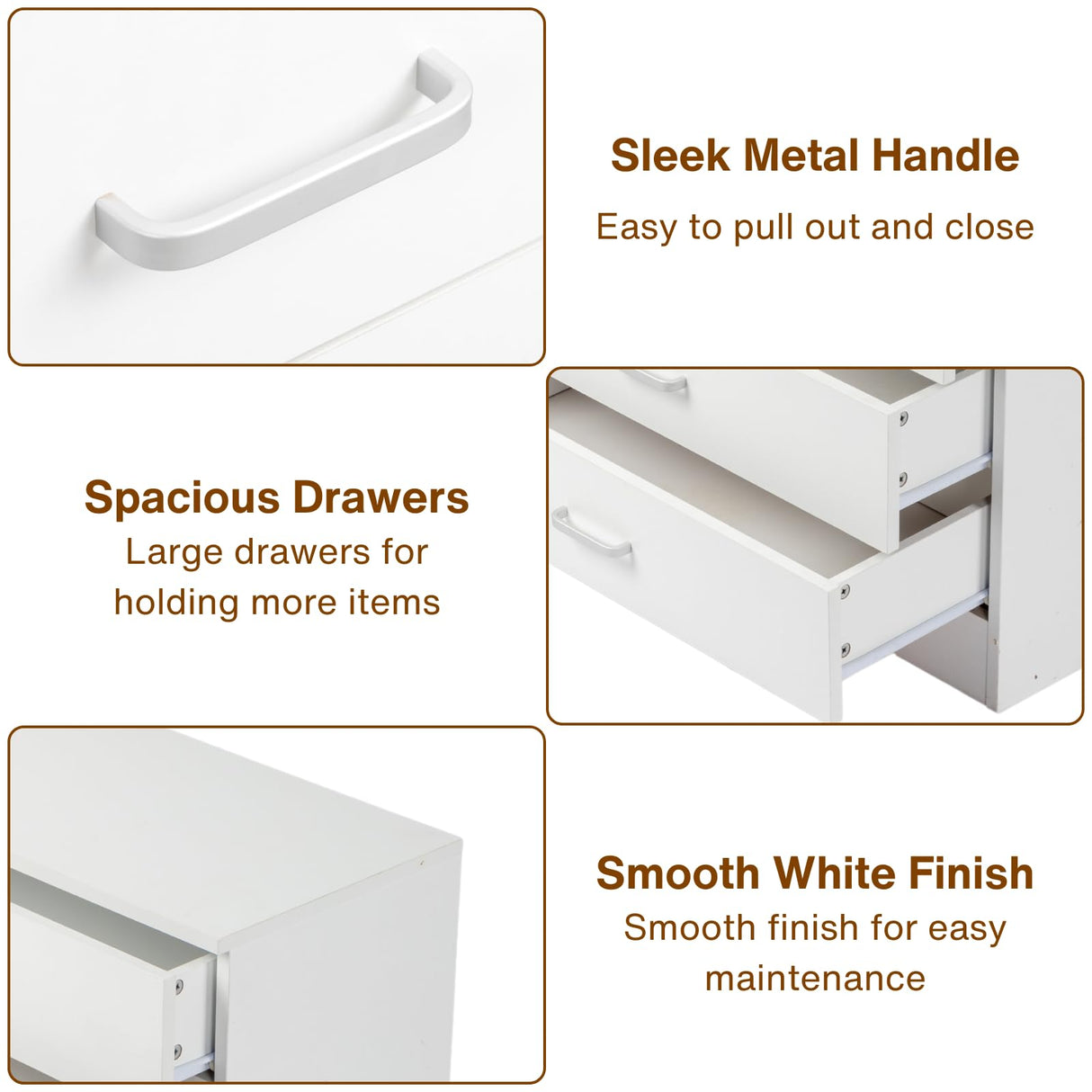 Karl home White 3 Drawer Dresser for Bedroom, Small Nightstand Modern Storage Chest of Drawer Wooden Side Table End Table for Bedroom, Living Room, Reception Room Karl home