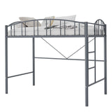 GarveeHome Loft Bed Twin Size, Heavy Duty Metal Loft Bed Frame with Arched Guardrail and Safety Ladder, Space-Saving, No Box Spring Needed, Matte Gray GarveeHome