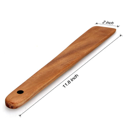 12 Inch Best Wood Spatula for Cooking Teak Kitchen Spatula Turner Flat Wooden Sourdough Spatula for Baking, Scraper Spatula Non Stick Cooking Utensil Egg Flipping Spatula Stirring Spurtle Spatula