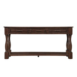 Merax Long 63" Console Sofa Table with 3 Drawers and 1 Bottom Shelf, Light Espresso Merax