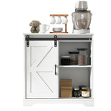 Panana Sliding Barn Door Buffet Sideboard Storage Cabinet Coffee Bar Kitchen Farmhouse Style (White) Panana