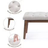 HUIMO Bedroom Bench for End of Bed, Upholstered Dining Seat for Kitchen, Button-Tufted Ottoman Bench for Entryway and Living Room, Beige HUIMO