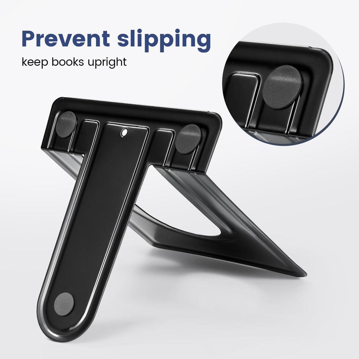HappyHapi Book Ends, Book Ends Metal Bookends for Shelves,14 Pcs Book End to Hold Books Heavy Duty,Black Non-Skid Bookend,Book Holder Stopper for Shelf Office Home,6.5 x 5.7 x 4.9(7 Pairs, Large) HappyHapi