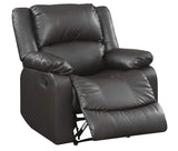 Relax-A-Lounger Warren 35.5" Manual Pull-Handle Recliner, Traditional Overstuffed, Pocket Coil Comfort, Black Metal Base Legs, Soft Vegan Leather Fabric, Java Relax-A-Lounger