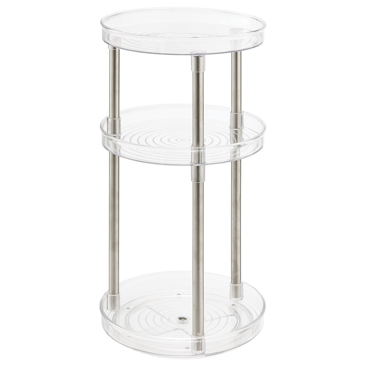 mDesign Spinning 3-Tier Lazy Susan 360 Rotating Makeup Organizer Storage Tower - Beauty Cosmetic Organization Caddy for Bathroom Vanity, Countertop, Makeup Table - Ligne Collection - Clear mDesign