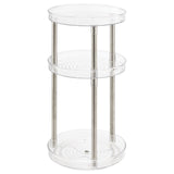 mDesign Spinning 3-Tier Lazy Susan 360 Rotating Makeup Organizer Storage Tower - Beauty Cosmetic Organization Caddy for Bathroom Vanity, Countertop, Makeup Table - Ligne Collection - Clear mDesign