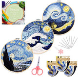 Santune 3 Sets Embroidery Cross Stitch Kits with Instructions,Needlepoint Kit with 3 Stamped Clothes,1 Hoop and 6 Needles,Mothers Day Gifts