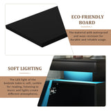oneinmil Nightstand Set of 2 with LED Lights,Night Stand with Storage Cabinet for Bedroom,Bedside Table with LED, Black oneinmil
