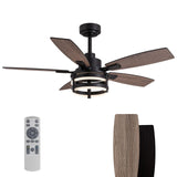 46 Inch Ceiling Fans with Lights and Remote Control, Farmhouse Ceiling Fan with LED Lighting for Bedroom Living Room and Patio, Black Caged Ceiling Fan for Indoor and Outdoor LuminFan