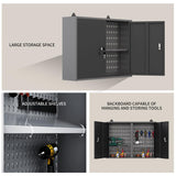 JZD Steel Garage Cabinets System Set, Includes Wood Workbench, Tool Cabinet, Black & Grey JZD