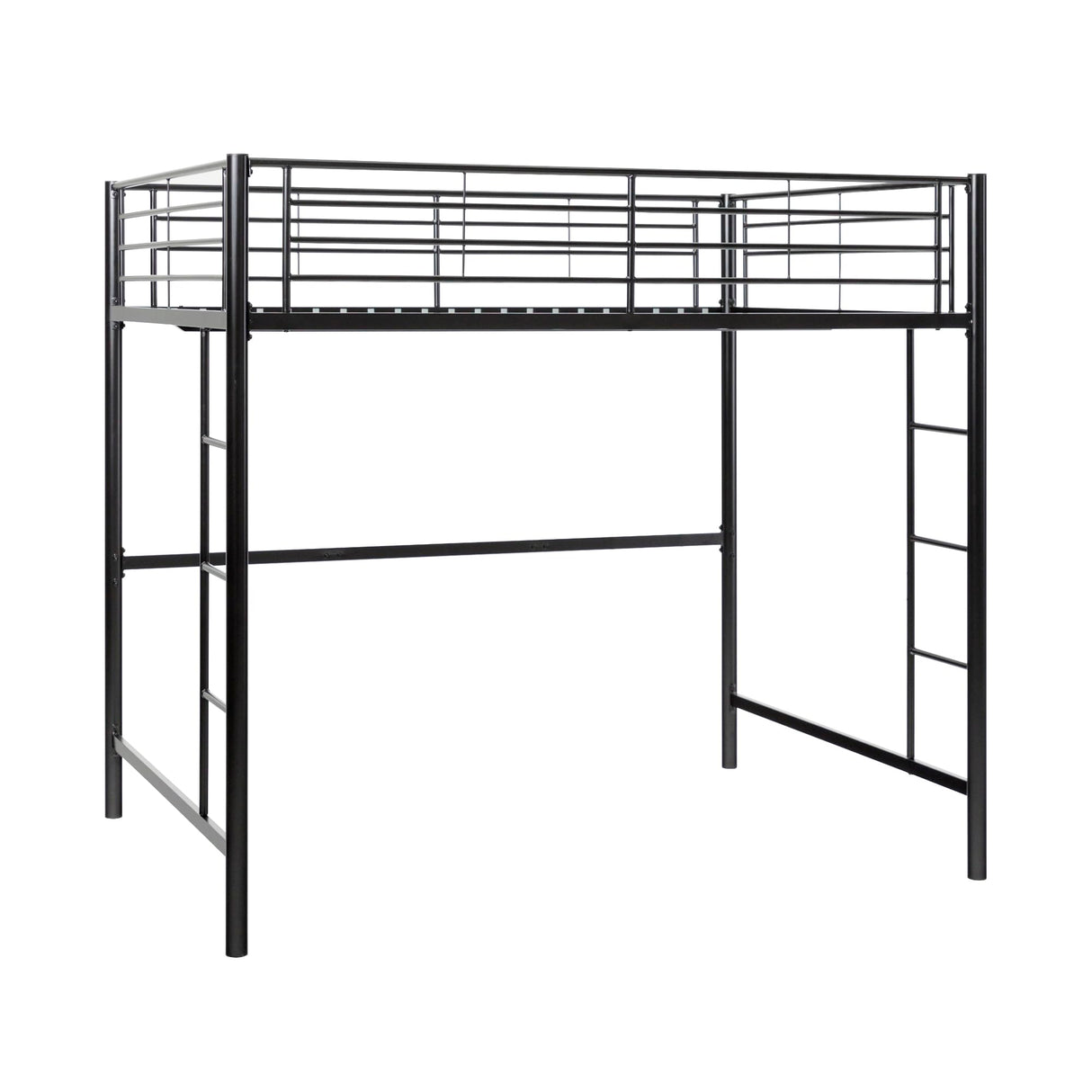 Walker Edison Timothee Urban Industrial Metal Twin over Loft Bunk Bed, Twin Size, Black Walker Edison