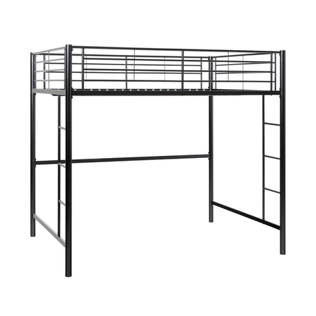 Walker Edison Timothee Urban Industrial Metal Twin over Loft Bunk Bed, Twin Size, Black Walker Edison
